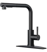 FORIOUS Black Kitchen Faucet with Pull Down Sprayer, Stainless Steel Single Handle Classic Pull O...