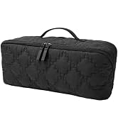 Coobosee Hair Tool Travel Organizer Bag with Heat Resistant Mat, Black | Wide-open Storage Bag Co...