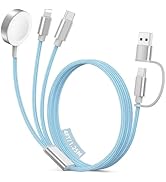 Travel Essentials for Apple Watch Charger, 3 in 2 USB C Cable for Type C/L-Port Devices, Multi Ch...