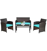 FDW Outdoor Furniture 4 Pieces Patio Furniture Set Wicker Conversation Set Rattan Chair Patio Set...