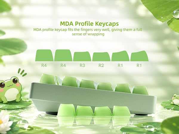 Jelly Green Frog Keycaps, Custom Clear Shine Through Keycaps, Cute Keycaps