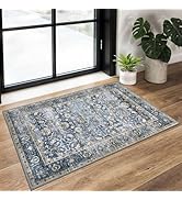 KUTA Vintage 2x3 Area Rug, Non-Slip Washable Kitchen Rugs &amp; Entryway Rug with Floral Print, Soft ...