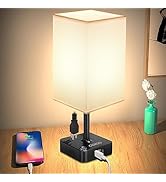 Table Lamp Dimmable,COZOO USB Bedside Table Desk Lamp with 3 USB Charging Port(A+C) 2 Outlet,Nigh...