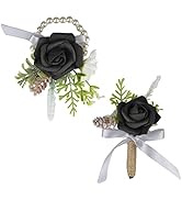 Maizoon Handmade Black Art Rose Flower, Silk Flower Ribbon Flower Corsage, Art Event, Holiday Cel...