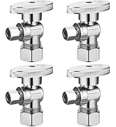 (4 Pack) BH Angle Stop Valve 1/2" Nominal Comp x 3/8" OD Comp, Quarter Turn Angle Stop Valve, Chr...