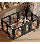 Hoencraft Clear Acrylic Dog Playpen Indoor, Puppy Cat Small Pet Play Pen, Easy Assemble &amp; Disasse...