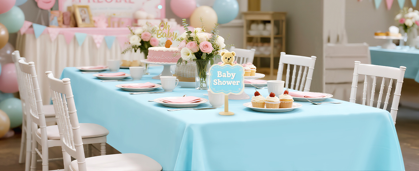 Light Blue Plastic Tablecloth