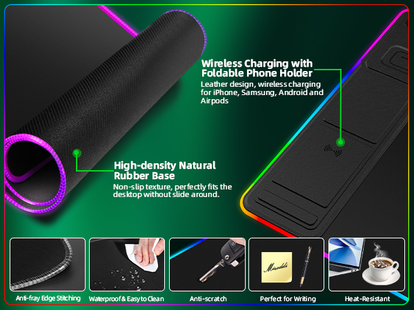 Desk Mat with Wireless Charging