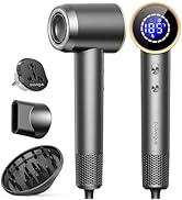 Dual Voltage Travel Hair Dryer with Diffuser, High-Speed Ionic Blow Dryer for Women, Fast Drying,...