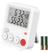 Digital Dual Kitchen Timer Count UP/Down Timer, Large Display Timer Magnetic Timer with Two Chann...