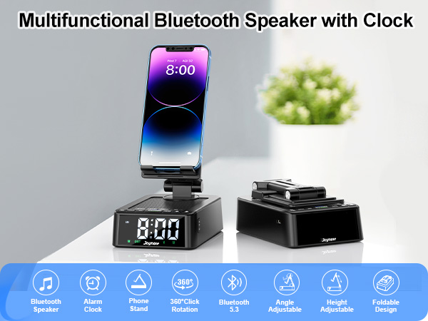phone stand with Bluetooth speaker and alarm clock