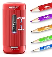 AFMAT Electric Pencil Sharpener, Auto in &amp; Out, 5 Nibs, Fully Automatic Pencil Sharpener for Clas...