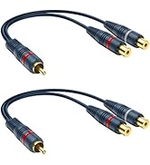 DteeDck RCA Splitter 1 Male 2 Female 2 Pack, RCA Y Splitter RCA Cable Audio Video Splitter Adapte...