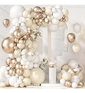 Ouddy Party 149Pcs White Sand Champagne Gold Balloon Arch Garland Kit Different Sizes 18 12 10 5I...