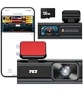 YKT 2K Dual Dash Camera for Cars, Dash Cam Front and Rear 2K+1080P, Mini WiFi &amp; App Control Dash ...