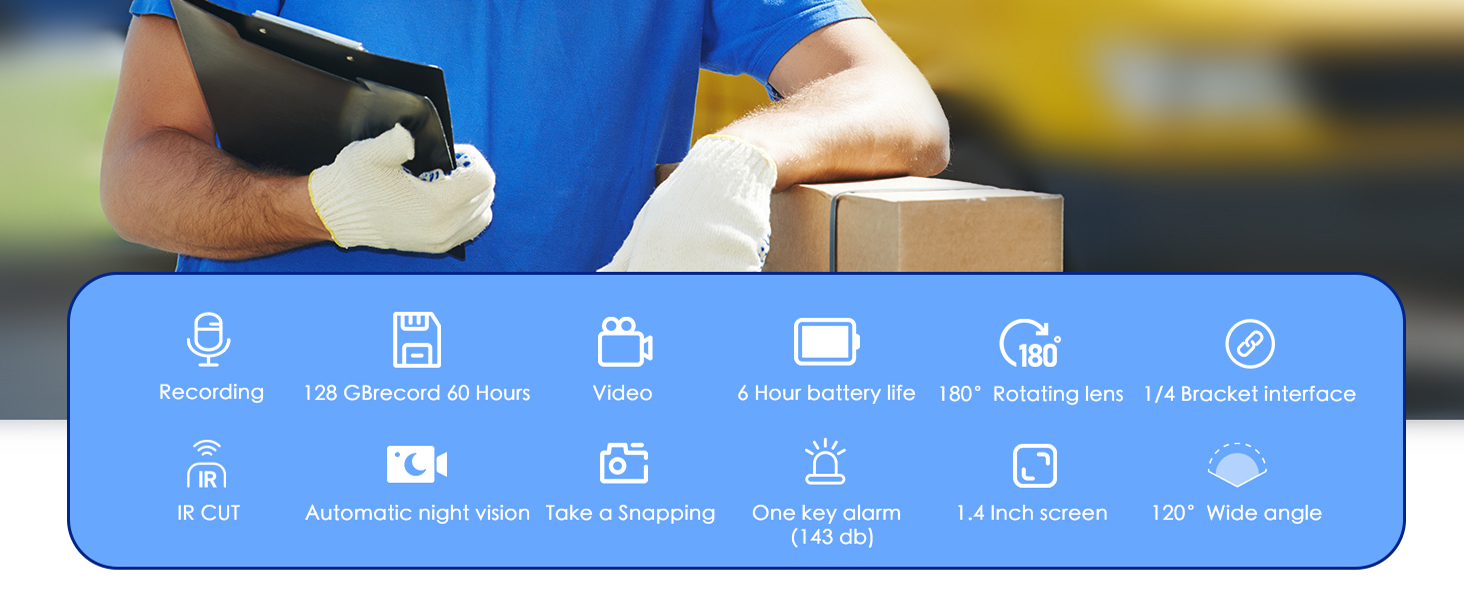 Mini Body Camera support audio video record 6 hours battery life 128GB memory