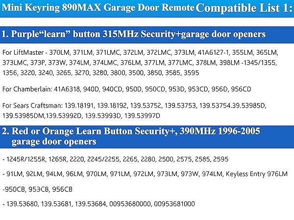 890MAX Garage Door Remote Control