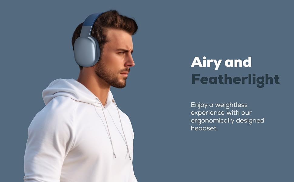 Light Weight Over Ear Bluetooth Headphones, Comfortable Adjustable On Ear Headphones, Cushioned Ears