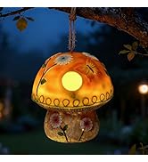 Smadeer Solar Birdhouse for Outdoor Hanging, Mushroom Bird House with Lights Outside, Resin Garde...