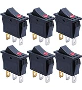 mxuteuk 6pcs 12V Rocker Switch Boat Toggle Switch Red LED Light Illuminated Snap-in Power SPST ON...