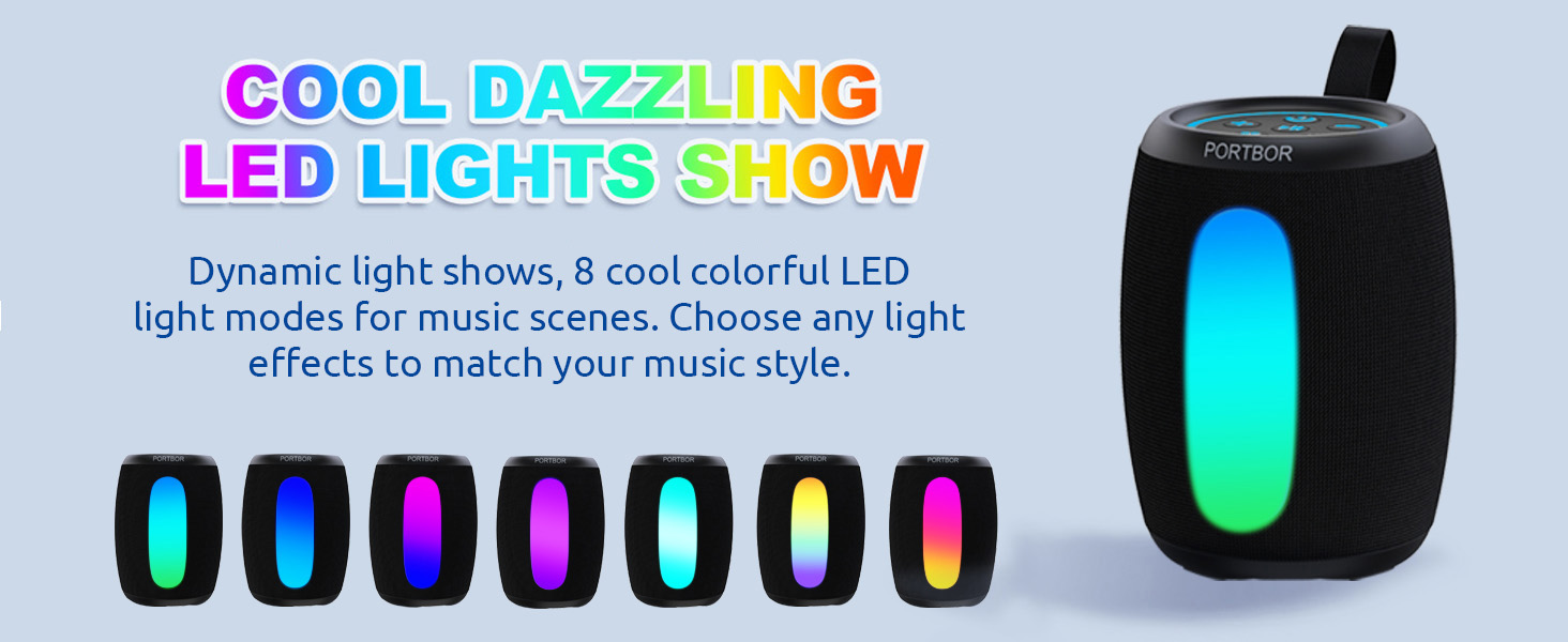 Dynamic light shows, cool 8 colorful LED light modes for music scenes, choose beat or RGB light.
