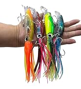 Damidel 4Pcs Large Simulation Squid Fishing Lures Bait Kit,3D Holographic Eyes,Built-in Multicolo...