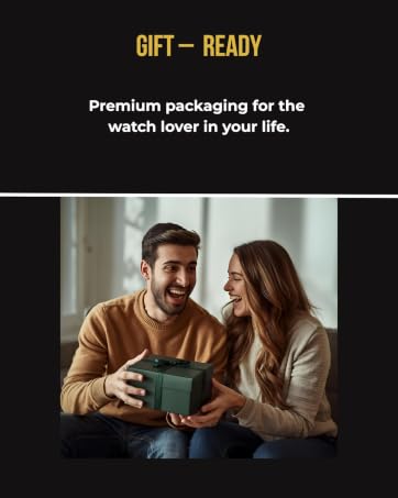 Couple exchanging luxury watch case gift box, premium packaging for watch lovers.