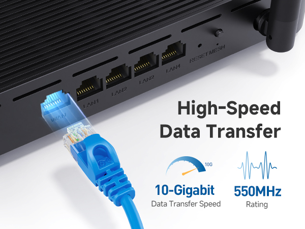 High-performance Cat6 network cable for LAN connections and internet