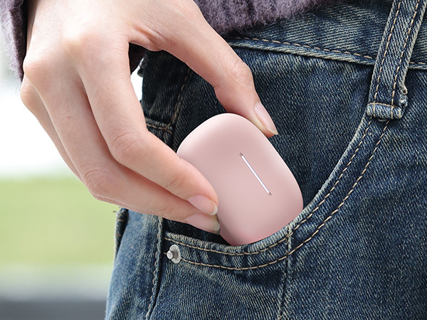Compact wireless earbud charging case designed for easy pocket carry and travel use