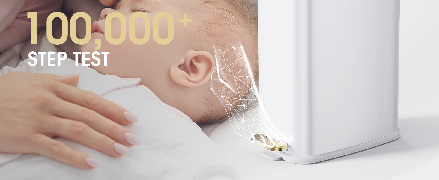 trash can lid 0.1s open, 30 db soft close