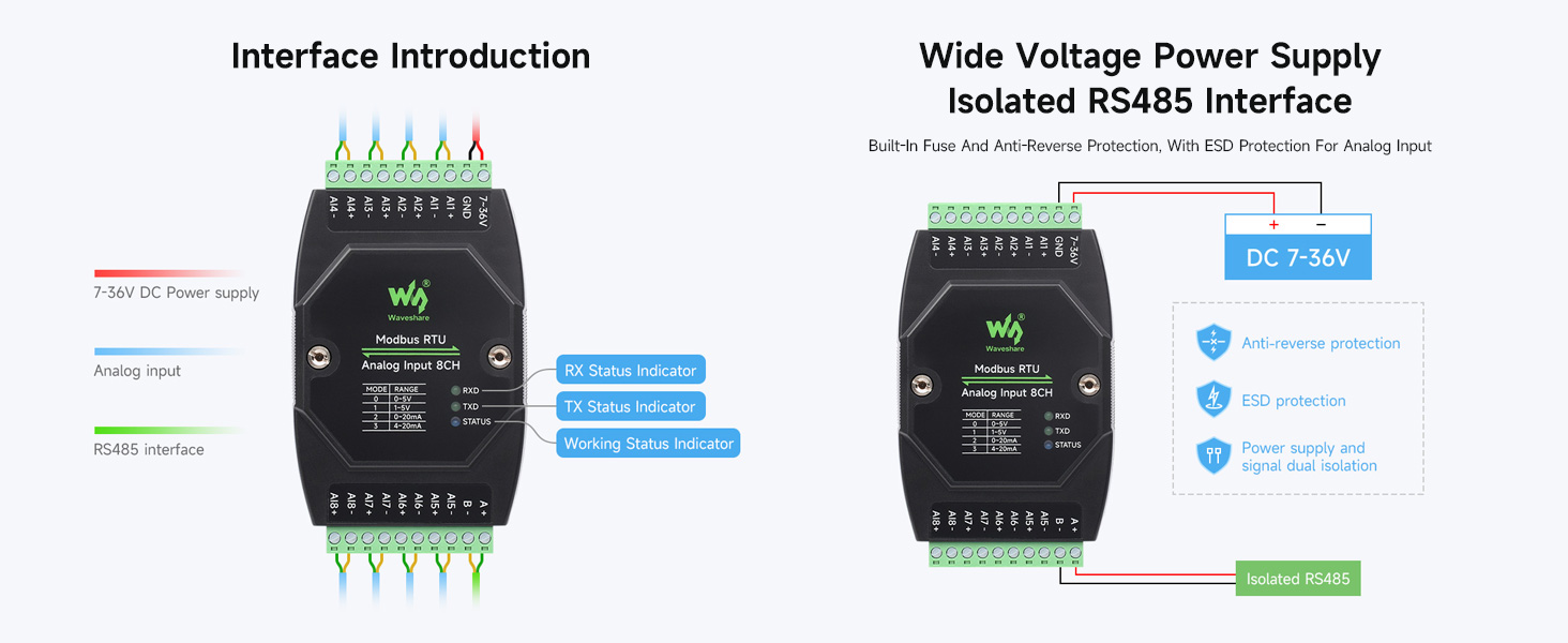 Modbus RTU Analog Input 8CH