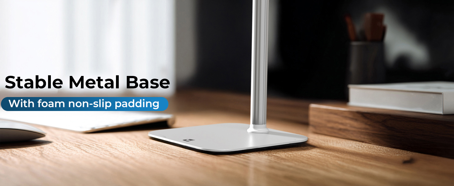 Stable metal base i pad stand, non-slip iPad holder for desk and durable adjustable tablet stands