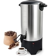 Commercial Coffee Urn, 50 Cups/7.5L Stainless Steel Large Coffee Dispenser, 1000W 120V Electric C...