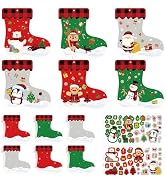 PAIVSUN 24Pcs Christmas Craft Kits for Kids, DIY Stocking Stickers Cutouts Ornaments Kit, Make Yo...