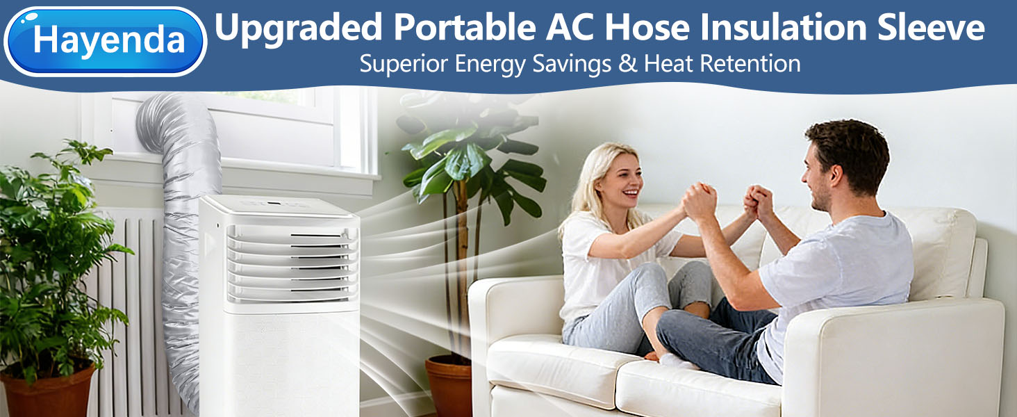 Upgraded Portable AC Hose Insulation Sleeve silver