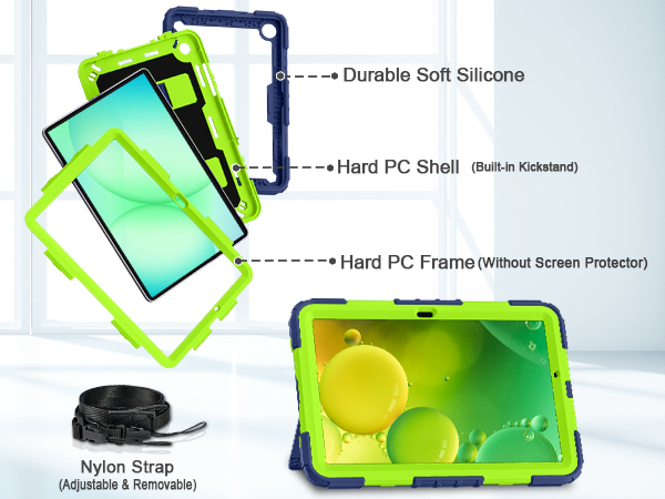 This galaxy tab a11+/a9+ plus case is made of shockproof PC and soft silicone
