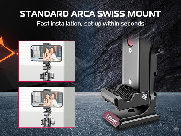 ULANZI ST-27 Phone Tripod Mount, 360° Metal Phone Holder for Tripod w 3 Cold Shoes &amp; Arca Port