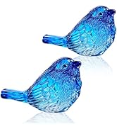 H&amp;D HYALINE &amp; DORA 3" Blue Glass Bird Figurine Miniature Blown Glass Birds Bird Gifts for Bird Lo...