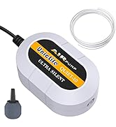 Uniclife Aquarium 15 GPH Nano Air Pump Quiet White Oxygen Aerator with Air Stone and Airline Tubi...