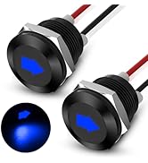 Linkstyle 2PCS 12V LED Indicator Light, 1/2" Panel Cutout Signal Indicator, Metal Signal Lamp Lig...