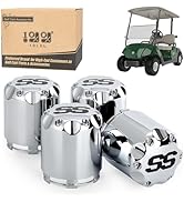 10L0L Universal Golf Cart SS Wheel Center Cap Cover for EZGO, Club Car, Yamaha, 4 PCS (Chrome)