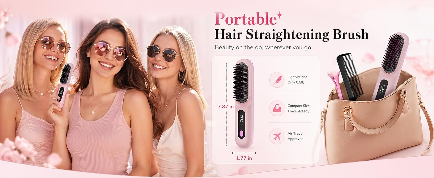 Portable Hair Straightening Brush Beauty on the go, wherever you go.