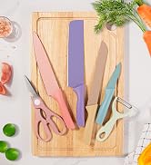 Colorful Kitchen Knife Set 6 PCS, Colored Knives Set with Non-Stick Coating