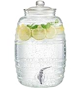 Style Setter Oak Grove Beverage Dispenser Cold Drink Dispenser w/ 2.5-Gallon Capacity Glass Jug, ...