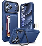 ASAFCASE for iPhone 18 Pro Max Wallet Case with Adjustable Kickstand, Blue | Card Holder, Camera ...
