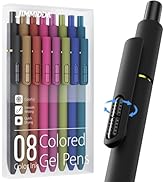 JIMMIDDA Colorful Gel Pens - 8 Pcs Colored Ink Pens Coloring | 0.7MM Smooth Writing Medium Point ...