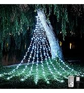 WBao Outdoor Christmas Decorations with 12" Star Topper, 344 LED 11.9ft Waterfall Christmas Light...