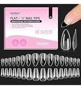 Beetles Gel Nail Tips Flat-X - Almond Coffin Medium, 320pcs 16 Sizes, Pre-Etched Half Matte Full ...
