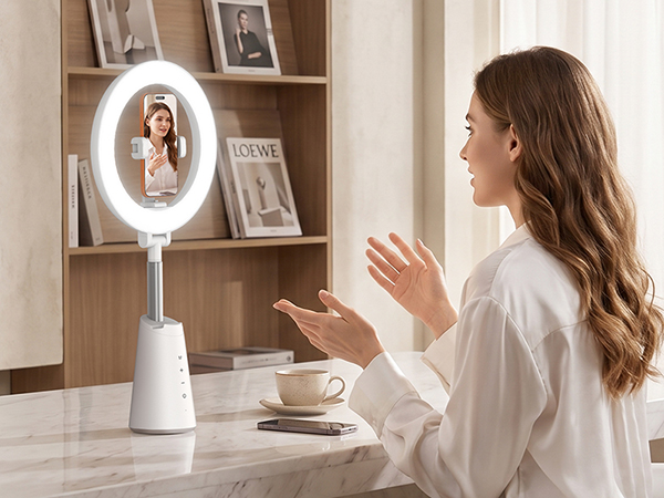 Ring Light for Makeup and Video Recording, Desk Ring Light with Stand and Phone Holder