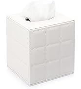 Sumnacon Square Leather Tissue Box Cover - Stylish Cube Tissue Box Holder with Magnetic Bottom, D...